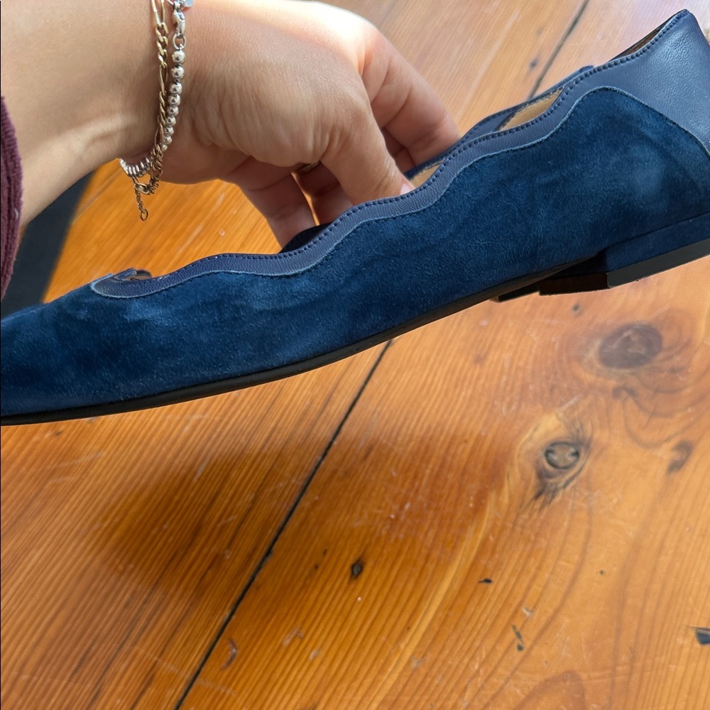 FS/NU Suede Blue Women's Scalloped Leather Upper Flats Shoes Size 8.5 - Picture 9 of 10